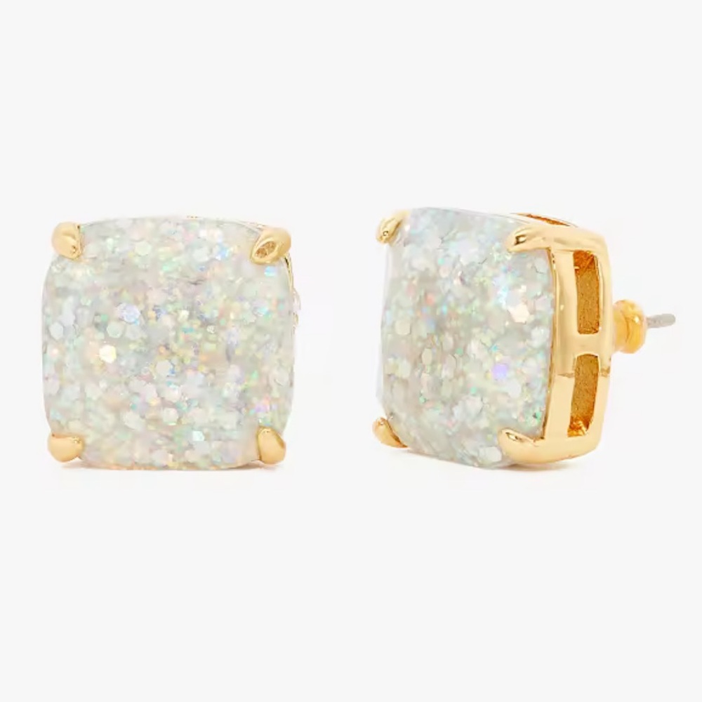 Kate Spade Glitter White Opal Gold Stud‎ Earrings